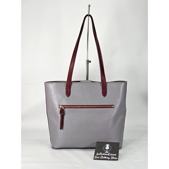 Dooney & Bourke Women's Gray Pebbled Leather Tassel Hadley Tote Bag L 1917 - Picture 8 of 16